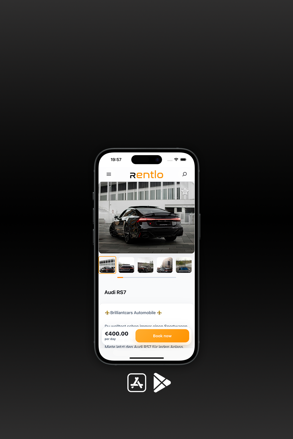 Rentlo App Benachrichtigung auf einem Smartphone